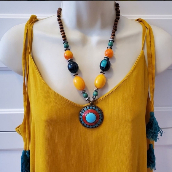 Beautiful Boho Turquoise Statement Necklace - Picture 3 of 6